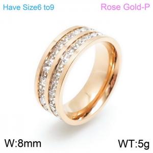 Stainless Steel Stone&Crystal Ring - KR92894-K