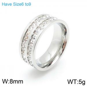 Stainless Steel Stone&Crystal Ring - KR92895-K