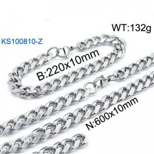 stainless steel cuban link chain Jewelry Set(Most Men) - KS100810-Z