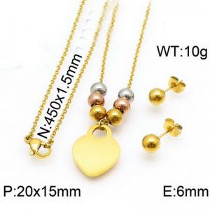 Stainless Steel Peach Heart Pendant Set - KS109411-Z