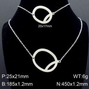 Steel Letter Q Bracelet Necklace Women's O-shaped Chain Set - KS116510-K