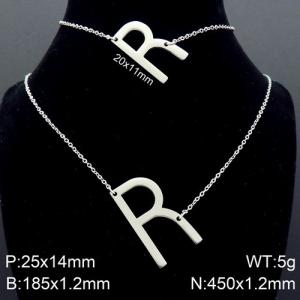 Steel Letter R Bracelet Necklace Women's O-shaped Chain Set - KS116511-K