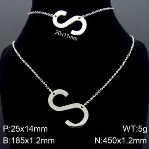 Steel Letter S Bracelet Necklace Women's O-shaped Chain Set - KS116512-K