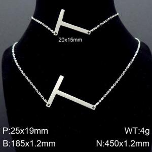 Steel Letter T Bracelet Necklace Women's O-shaped Chain Set - KS116513-K