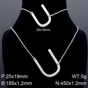 Steel Letter U Bracelet Necklace Women's O-shaped Chain Set - KS116514-K