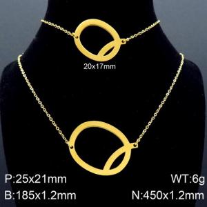 Gold Letter Q Bracelet Necklace Women's O-shaped Chain Set - KS116534-K