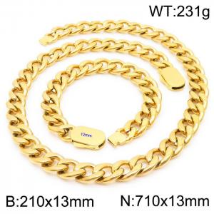 316L Stainless Steel Heavy Jewelry Sets Cuban Link Chain Neckalce Bracelets - KS197075-Z