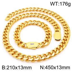 Fashion 316L Stainless Steel Jewelry Sets Cuban Link Chain Men Neckalce Bracelets - KS197105-Z