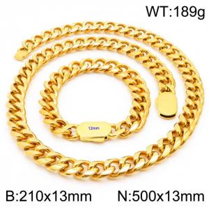 Fashion 316L Stainless Steel Jewelry Sets Cuban Link Chain Men Neckalce Bracelets - KS197106-Z