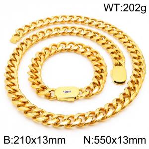 Fashion 316L Stainless Steel Jewelry Sets Cuban Link Chain Men Neckalce Bracelets - KS197107-Z