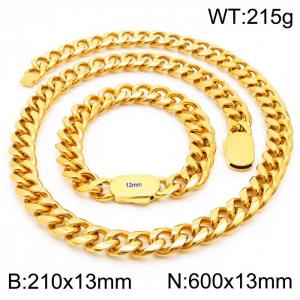 Fashion 316L Stainless Steel Jewelry Sets Cuban Link Chain Men Neckalce Bracelets - KS197108-Z