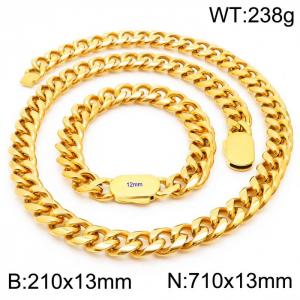 Fashion 316L Stainless Steel Jewelry Sets Cuban Link Chain Men Neckalce Bracelets - KS197110-Z