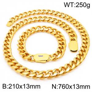 Fashion 316L Stainless Steel Jewelry Sets Cuban Link Chain Men Neckalce Bracelets - KS197111-Z