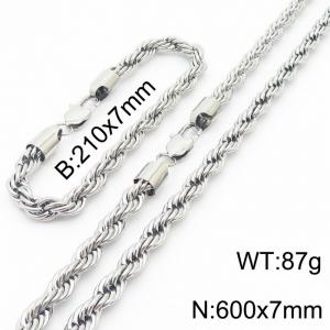 Hot sell classic stainless steel 7mm rope chain fashional individual bracelet sets - KS197222-Z