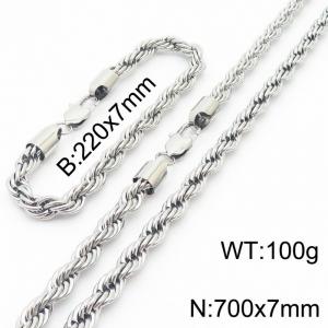 Hot sell classic stainless steel 7mm rope chain fashional individual bracelet sets - KS197223-Z