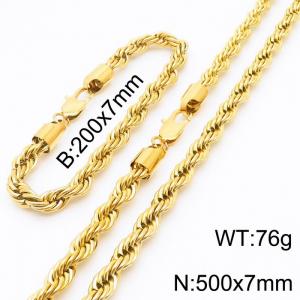 Hot sell classic stainless steel 7mm rope chain fashional individual bracelet sets - KS197224-Z
