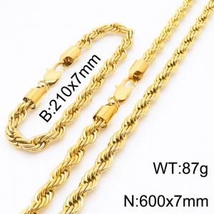 Hot sell classic stainless steel 7mm rope chain fashional individual bracelet sets - KS197225-Z