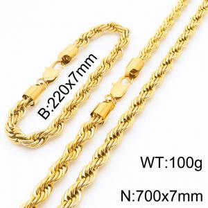 Hot sell classic stainless steel 7mm rope chain fashional individual bracelet sets - KS197226-Z
