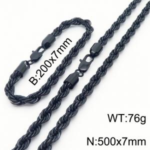 Hot sell classic stainless steel 7mm rope chain fashional individual bracelet sets - KS197227-Z