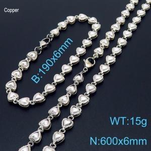 Ins White Shell Heart Copper Beacelet Necklace Necklace Women's Fashion Jewelry Sets - KS198946-Z