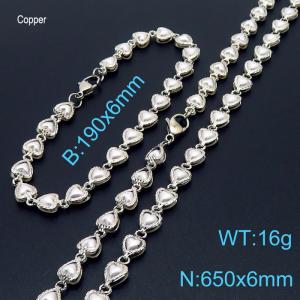 Ins White Shell Heart Copper Beacelet Necklace Necklace Women's Fashion Jewelry Sets - KS198947-Z