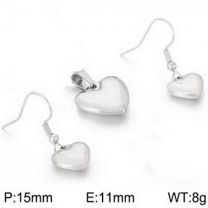 Stainless steel accessories Heart-shaped earrings necklace Women's two-piece set - KS199589-Z