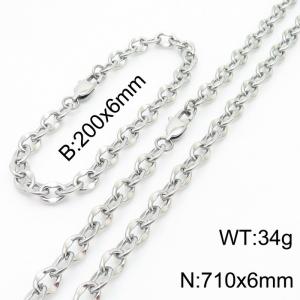 Stainless steel 710 * 6mm lip chain steel color set - KS199684-Z