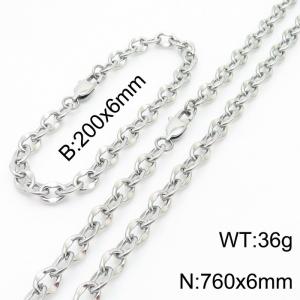 Stainless steel 760 * 6mm lip chain steel color set - KS199685-Z