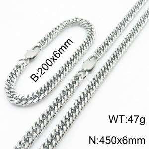 Fashion Titanium Steel Whip Chain 450 * 6mm Steel Color Set - KS199693-Z