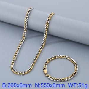 Fashion titanium steel whip chain 550 * 6mm gold set - KS199702-Z