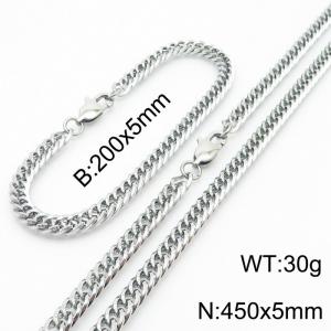 Personalized titanium steel whip chain 450 * 5mm steel color set - KS199749-Z