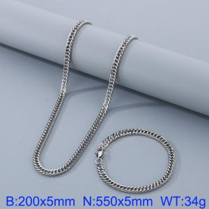 Personalized titanium steel whip chain 550 * 5mm steel color set - KS199751-Z