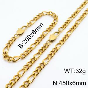 stainless steel 200x6mm&450x6mm special buckle 3：1 chain simple and fashionable gold sets - KS199826-Z