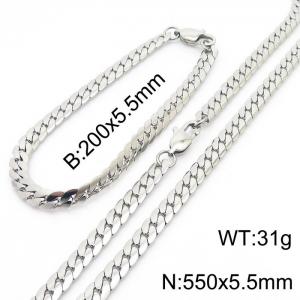 Trendy stainless steel encrypted NK chain 550 * 5.5mm steel color set - KS200066-Z