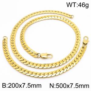 Trendy stainless steel encrypted NK chain 500 * 7.5mm gold set - KS200072-Z