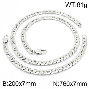 Trendy stainless steel encrypted NK chain 760 * 7mm steel color set - KS200084-Z