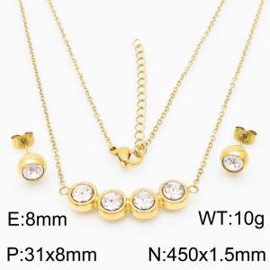 French zircon inlaid clavicle chain women's earrings Necklace Accessories set - KS200611-KFC