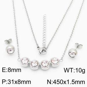French zircon inlaid clavicle chain women's earrings Necklace Accessories set - KS200612-KFC
