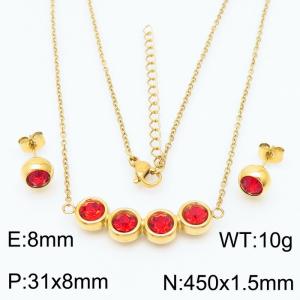 French zircon inlaid clavicle chain women's earrings Necklace Accessories set - KS200613-KFC