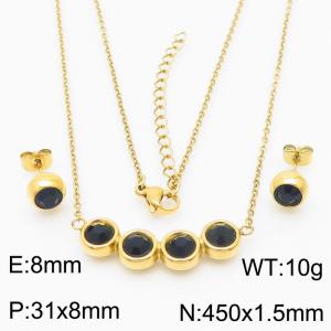 French zircon inlaid clavicle chain women's earrings Necklace Accessories set - KS200615-KFC