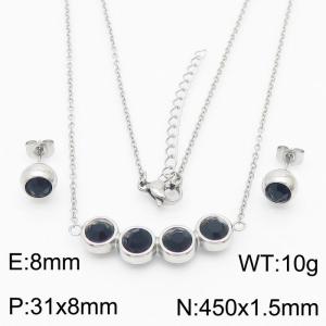 French zircon inlaid clavicle chain women's earrings Necklace Accessories set - KS200616-KFC