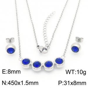 Blue stone stainless steel chains set - KS200630-KFC