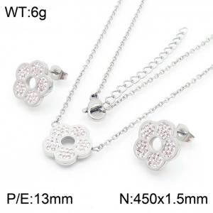 Sunflower stainless steel necklace set - KS200635-KFC