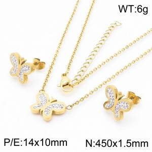 Gold Butterfly stainless steel crystal set - KS200639-KFC