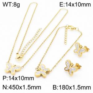 Gold Butterfly stainless steel crystal set - KS200640-KFC