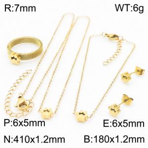 Gold Stainless steel cute Necklace Bracelet Ear stud ring - KS201125-K