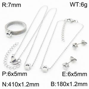 Silver Stainless Steel cute Necklace Bracelet Ear stud ring - KS201126-K