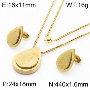 Gold Box Chain Drop Necklace Earrings Sets - KS201165-AF