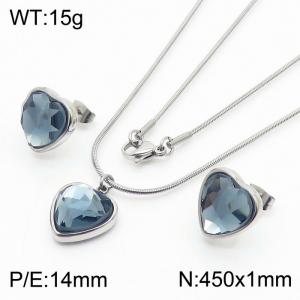 Stainless Steel Ornaments Heart-shaped Hand gray zirconium steel color set - KS201238-Z