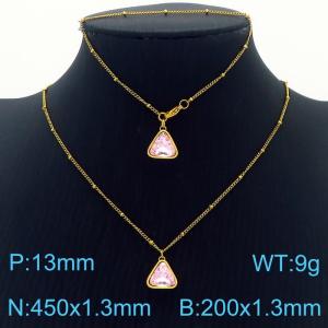 Stainless Steel triangle Glass Ladies French geometry Gold two-piece set - KS201290-Z